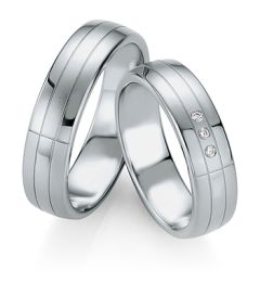 Vigselring Breuning 026250/026260 i palladium med diamant.