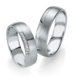 Vigselring Breuning 026290/026300 i palladium med diamant.