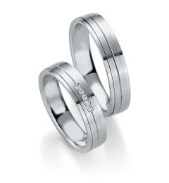 Vigselring Breuning 026310/026320 i palladium med diamant.