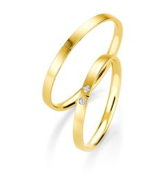 Vigselring Breuning Basic Slim 043290/043300 med diamant i 18 k guld.