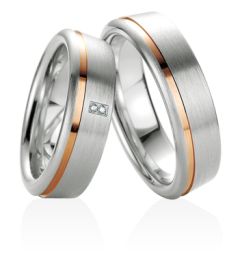 Vigselring Breuning 080290/080300 i silver med diamant.