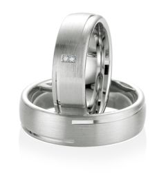 Vigselring Breuning 080430/080440 i silver med diamant.