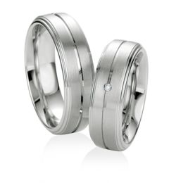 Vigselring Breuning 080450/080460 i silver med diamant.
