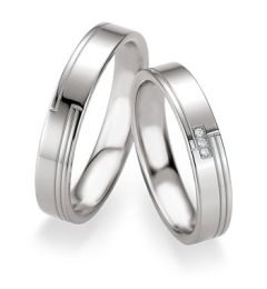 Vigselring Breuning 080670/080680 i silver med diamanter.