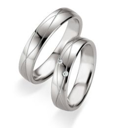 Vigselring Breuning 080750/080760 i silver med diamanter.