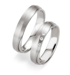 Vigselring Breuning 080790/080800 i silver med diamanter.