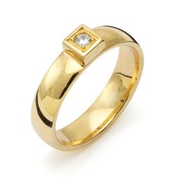 Vigselring Flemming Uziel Signo B1666 i 18 k guld med diamant.