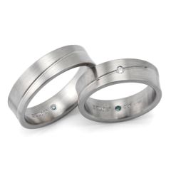 Vigselring Flemming Uziel TCOL Azuro AZ40835 med diamant i 18 k guld.