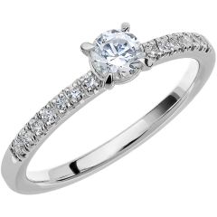 Vigselring Schalins Love 08 med diamant i 18 k vitguld.