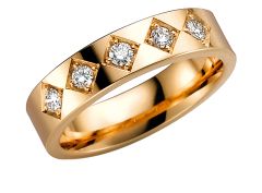 Vigselring Olympen Flamma med 0,25 ct. diamant i 18 k guld.
