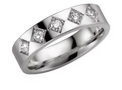 Vigselring Olympen Flamma med 0,25 ct. diamant i 18 k vitguld.