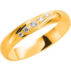 Vigselring Schalins Allians, 203-3,5 9.5 med diamant i 18 k guld.