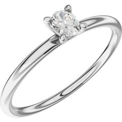 Vigselring Schalins Aure-1,5 9D med oval 0,10 ct. diamant i 18 k vitguld.