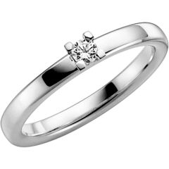 Vigselring Schalins Seine med 0,10 ct. diamant i 18 k vitguld.