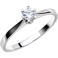 Vigselring Schalins Donau med 0,20 ct. diamant i 18 k vitguld.