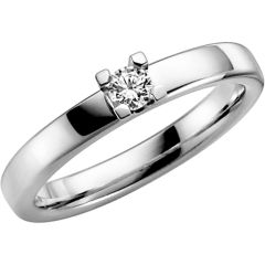 Vigselring Schalins Seine med 0,15 ct. diamant i 18 k vitguld.