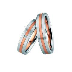 Vigselring Saint Maurice Steel & Gold 88224/25 med diamant i stål och 18 k guld.