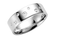 Vigselring Olympen Capella med 0,11 ct. diamant i 18 k vitguld.