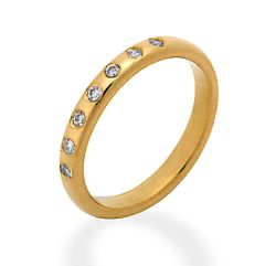 Vigselring Star 102-3 2.7L. med diamant i 18 k guld.