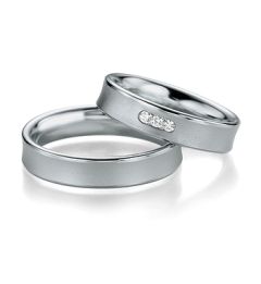 Vigselring Breuning 026010/026020 i palladium med diamant.