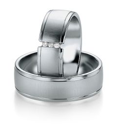 Vigselring Breuning 026030/026040 i palladium med diamant.