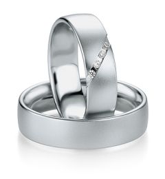 Vigselring Breuning 026050/026060 i palladium med diamant.