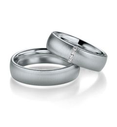 Vigselring Breuning 026070/026080 i palladium med diamant.