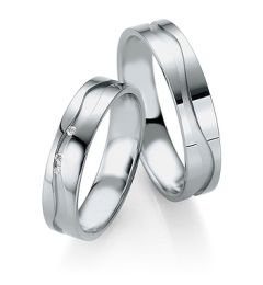 Vigselring Breuning 026090/026100 i palladium med diamant.