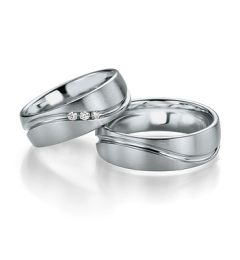 Vigselring Breuning 026110/026120 i palladium med diamant.