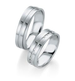 Vigselring Breuning 026130/026140 i palladium med diamant.