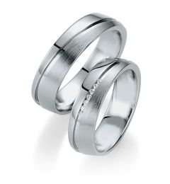 Vigselring Breuning 026150/026160 i palladium med diamant.