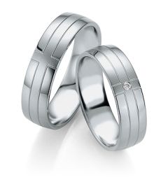 Vigselring Breuning 026190/026200 i palladium med diamant.