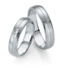 Vigselring Breuning 026230/026240 i palladium med diamant.