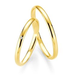 Vigselring Breuning Basic Slim 043030/043040 med diamant i 18 k guld.