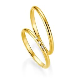 Vigselring Breuning Basic Slim 043050/043060 med diamant i 18 k guld.