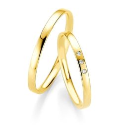 Vigselring Breuning Basic Slim 043070/043080 med diamant i 18 k guld.