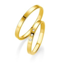 Vigselring Breuning Basic Slim 043130/043140 med diamant i 18 k guld.