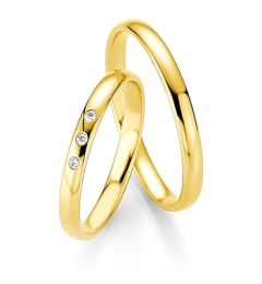 Vigselring Breuning Basic Slim 043150/043160 med diamant i 18 k guld.