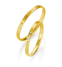 Vigselring Breuning Basic Slim 043190/043200 med diamant i 18 k guld.