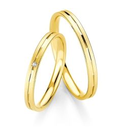 Vigselring Breuning Basic Slim 043210/043220 med diamant i 18 k guld.