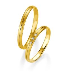 Vigselring Breuning Basic Slim 043230/043240 med diamant i 18 k guld.