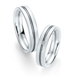 Vigselring Breuning 082030/082040 i palladium och silver med diamant.