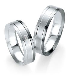 Vigselring Breuning 082050/082060 i palladium och silver med diamant.