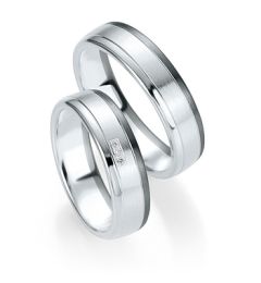 Vigselring Breuning 082070/082080 i palladium och silver med diamant.