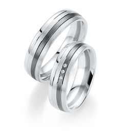 Vigselring Breuning 082110/082120 i palladium och silver med diamant.