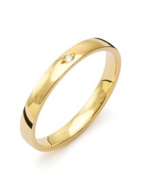 Vigselring Flemming Uziel Signo B016 i 18 k guld med diamant.