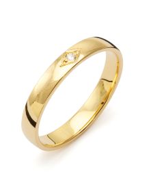 Vigselring Flemming Uziel Signo B017 i 18 k guld med diamant.