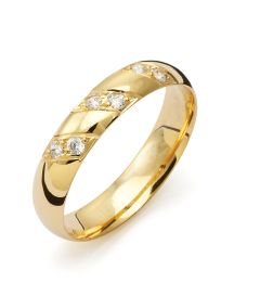 Vigselring Flemming Uziel Signo B018 i 18 k guld med diamanter.