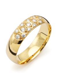 Vigselring Flemming Uziel Signo B020 i 18 k guld med diamanter.