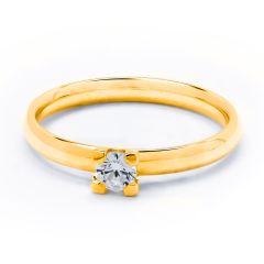 Vigselring Olympen Diago 002 med 0,20 ct. LG diamant i 18 k guld.